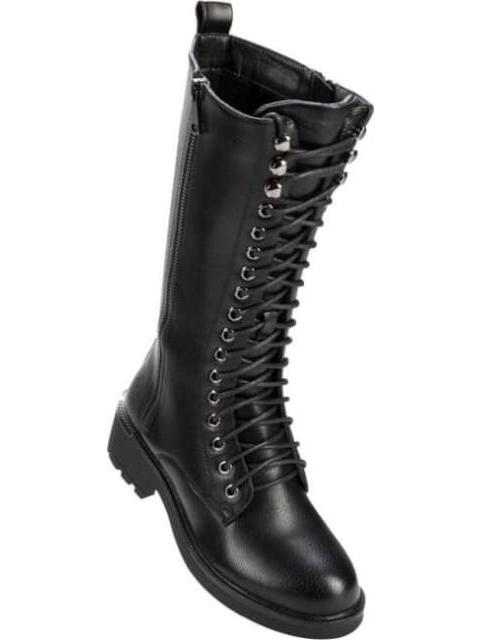 BOTA MILITAR TUBO ALTO CON PLACA EN TALON NEGRO