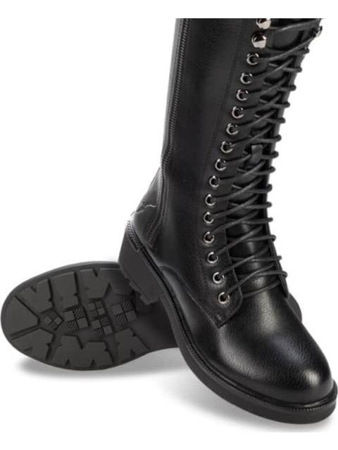BOTA MILITAR TUBO ALTO CON PLACA EN TALON NEGRO