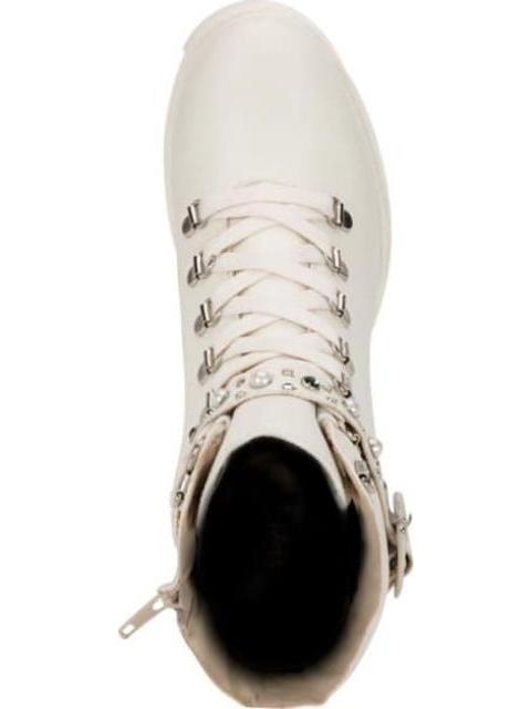 BOTA MILITAR CORREA PERLAS BEIGE/HUESO THALIA SODI