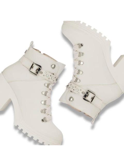BOTA MILITAR CORREA PERLAS BEIGE/HUESO THALIA SODI