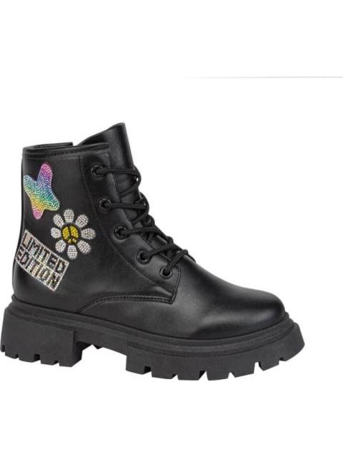 BOTIN MILITAR CON PEDRERIA NEGRO VIVIS SHOES KIDS