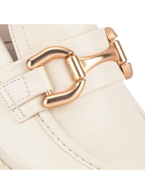 MOCASIN CON HERRAJE TACON ANCHO BEIGE/HUESO VI LINE FASHION