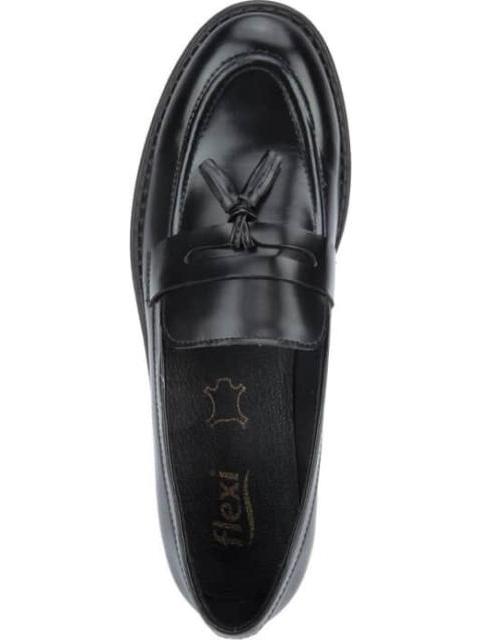 MOCASIN DE PIEL CON MOTAS NEGRO FLEXI