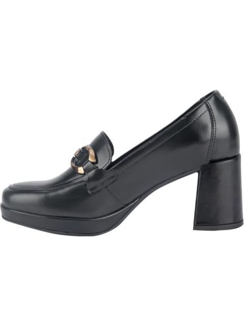 MOCASIN DE PIEL TACON ANCHO Y CADENA NEGRO FLEXI