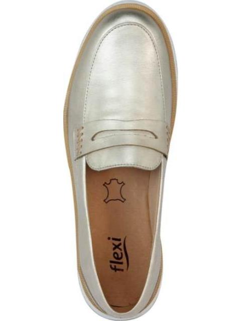 MOCASIN METALICO DE PIEL DORADO FLEXI