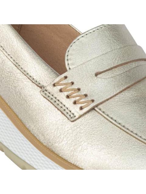 MOCASIN METALICO DE PIEL DORADO FLEXI