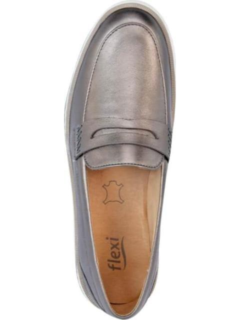MOCASIN METALICO DE PIEL PEWTER FLEXI