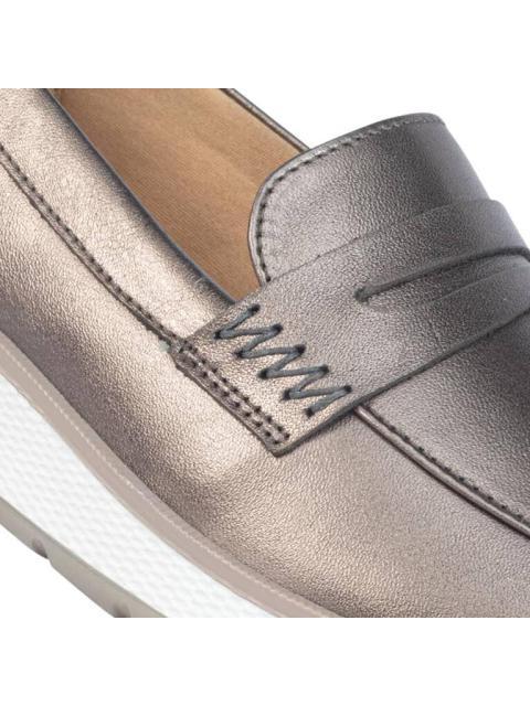 MOCASIN METALICO DE PIEL PEWTER FLEXI