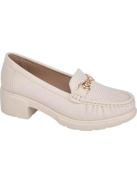 MOCASIN TACON BAJO BEIGE/HUESO SHOSH