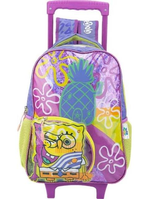 MOCHILA CON RUEDAS ESCOLAR MORADO BOB ESPONJA