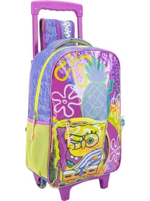 MOCHILA CON RUEDAS ESCOLAR MORADO BOB ESPONJA