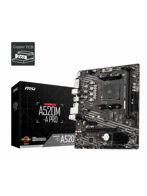 MOTHERBOARD MSI A520MA PRO SOCKET AM4 MICROATX SOPORTA PROCESADORES RYZEN 5000 Y 3000 Y 4000G SERIES