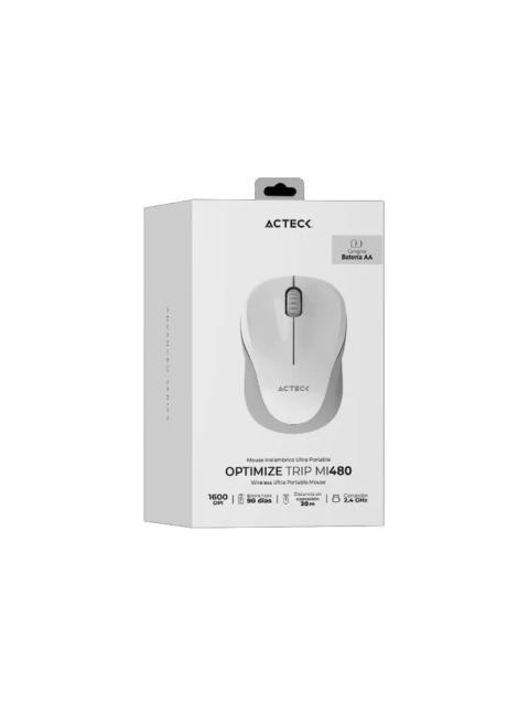 MOUSE ERGONOMICO ACTECK OPTICO OPTIMIZE TRIP MI480 INALAMBRICO USB-A 1600DPI BLANCO