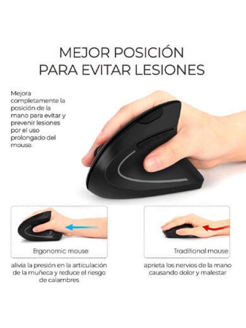 MOUSE ERGONOMICO BROBOTIX 6000816 INALAMBRICO OPTICO 1.600DPI RF INALAMBRICO NEGRO