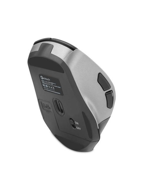 MOUSE ERGONOMICO GETTTECH WIRELESS 6D OFFICE INALAMBRICO BLUETOOTH USB 7200DPI NEGRO-PLATA