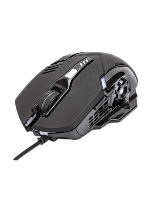 MOUSE GAMER ERGONOMICO MANHATTAN OPTICO ALAMBRICO USB 3200DPI NEGRO