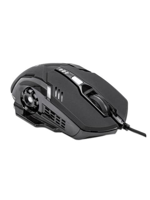 MOUSE GAMER ERGONOMICO MANHATTAN OPTICO ALAMBRICO USB 3200DPI NEGRO