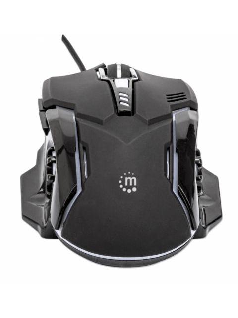 MOUSE GAMER ERGONOMICO MANHATTAN OPTICO ALAMBRICO USB 3200DPI NEGRO