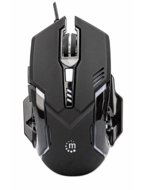 MOUSE GAMER ERGONOMICO MANHATTAN OPTICO ALAMBRICO USB 3200DPI NEGRO