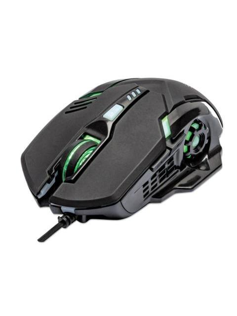 MOUSE GAMER ERGONOMICO MANHATTAN OPTICO ALAMBRICO USB 3200DPI NEGRO