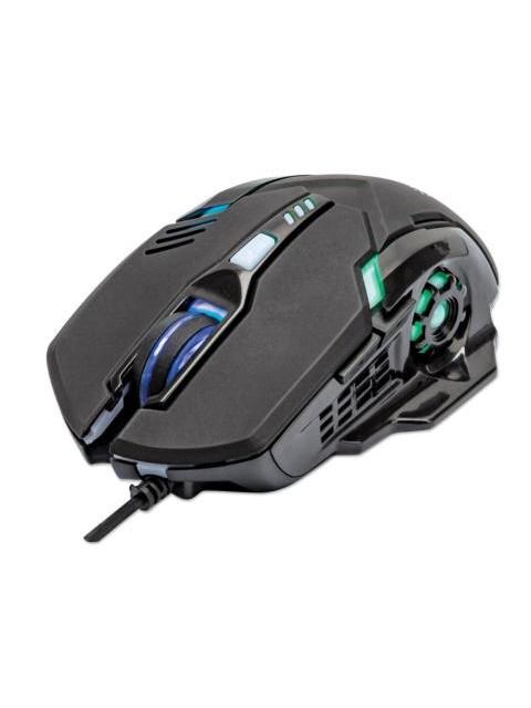 MOUSE GAMER ERGONOMICO MANHATTAN OPTICO ALAMBRICO USB 3200DPI NEGRO