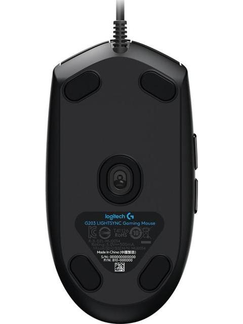 MOUSE GAMER LOGITECH OPTICO G203 LIGHTSYNC ALAMBRICO USB 8000DPI NEGRO