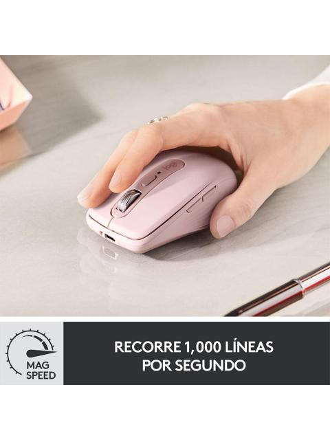 MOUSE LOGITECH OPTICO MX ANYWHERE 3 RECARGABLE INALAMBRICO USB 4000DPI ROSA
