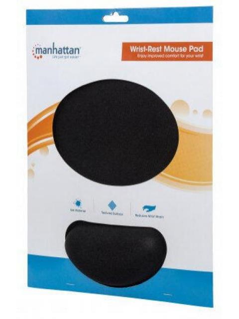 MOUSEPAD MANHATTAN CON DESCANSA MUNECAS 20X24CM GROSOR 4MM NEGRO