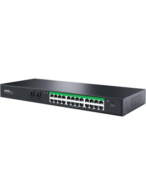 NETIS SWITCH POE P124GC 24 PUERTOS POE Y 2 PUERTOS SFP 360W 1000 MBPS WATCH DOG PLUG PLAY 250 MTS DE ALCANCE EN TRANSMISION NO ADMINISTRABLE