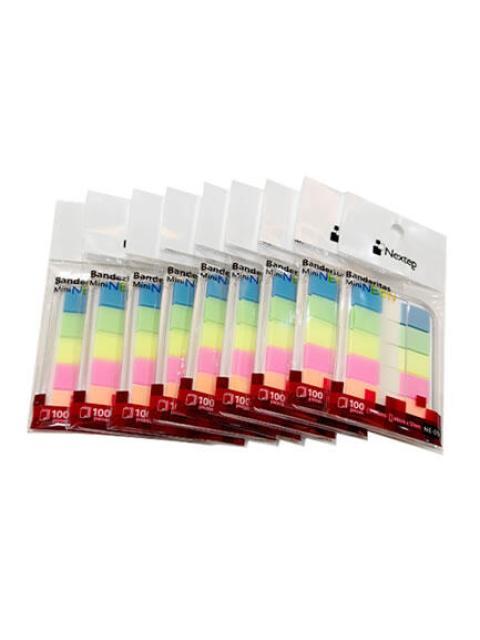 NEXTEP BANDERITAS MINI NEON DE 12MM X 44MM 100 HOJAS 5 COLORES 10 PIEZAS