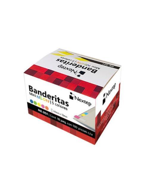 NEXTEP BANDERITAS MINI NEON DE 12MM X 44MM 100 HOJAS 5 COLORES 10 PIEZAS
