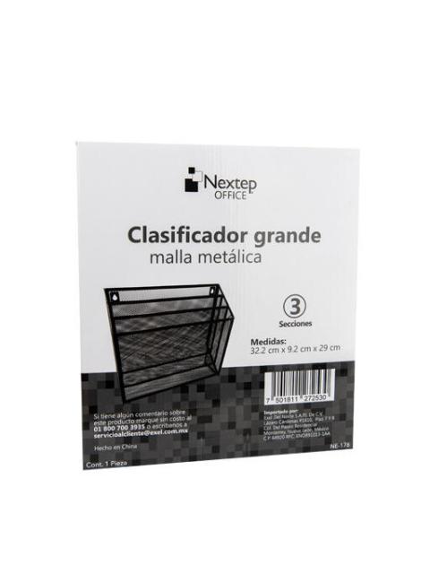 NEXTEP ORGANIZADOR DE MALLA METALICA NE-176 3 NIVELES NEGRO