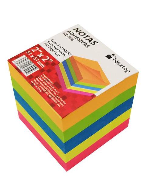 NOTA ADHESIVA NEXTEP NE056 2X2 COLOR NEON CON 5 BLOQUES DE 100 HOJAS CADA UNO