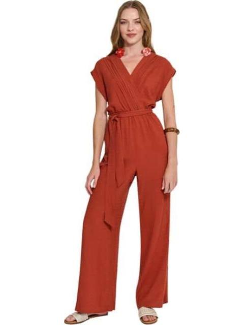 PALAZZO CON BORDADO ROJO LADRILLO HOLLY LAND