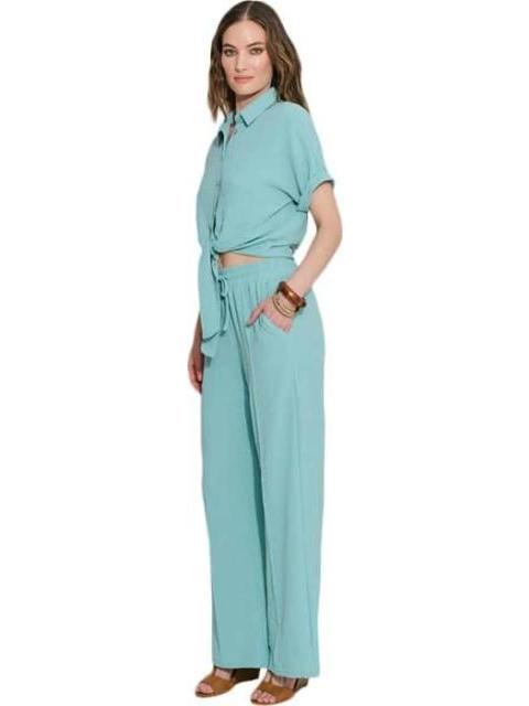 PANTALON ANCHO AZUL TURQUESA HOLLY LAND