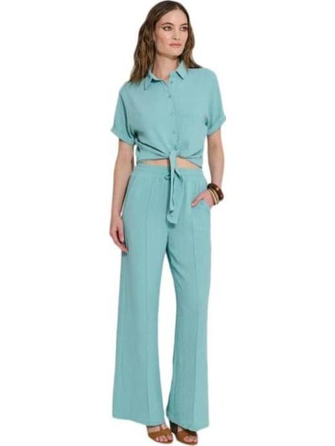 PANTALON ANCHO AZUL TURQUESA HOLLY LAND