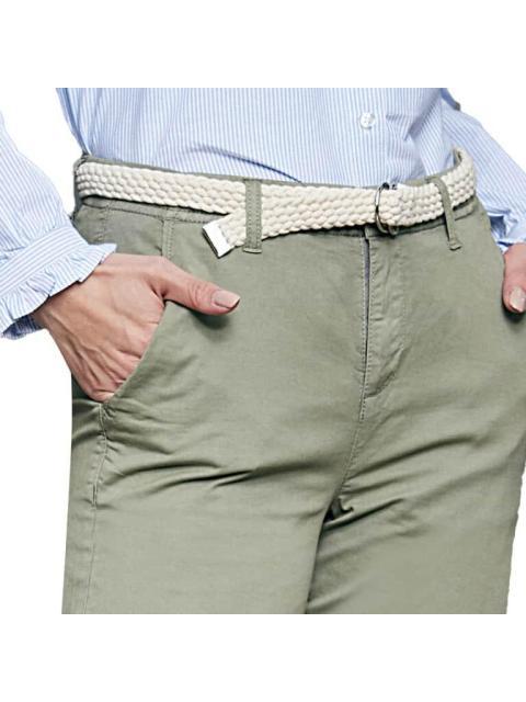 PANTALON CINTURA REGULAR CORTE SKINNY VERDE OLIVO HOLLY LAND