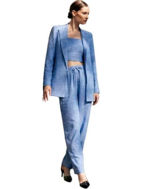PANTALON DE LINO AZUL HOLLY LAND