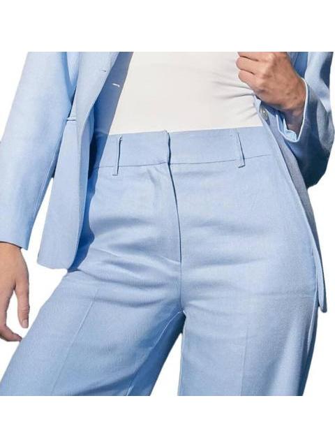 PANTALON DE LINO AZUL HOLLY LAND