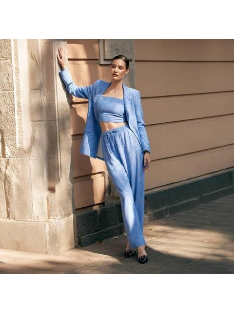 PANTALON DE LINO AZUL HOLLY LAND