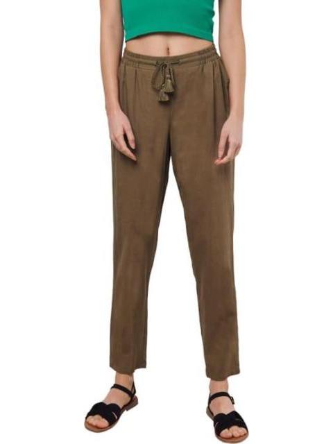 PANTALON RECTO DE LINO VERDE OLIVO HOLLY LAND