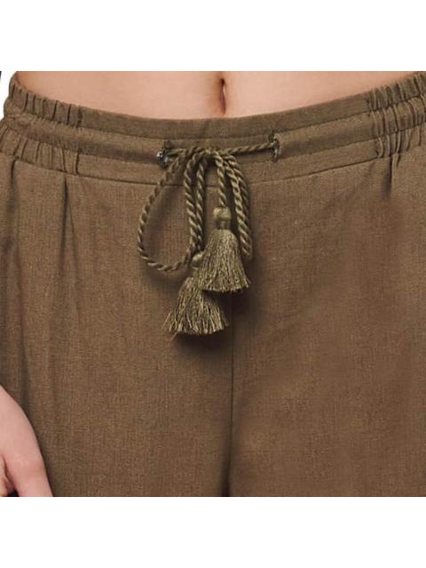 PANTALON RECTO DE LINO VERDE OLIVO HOLLY LAND
