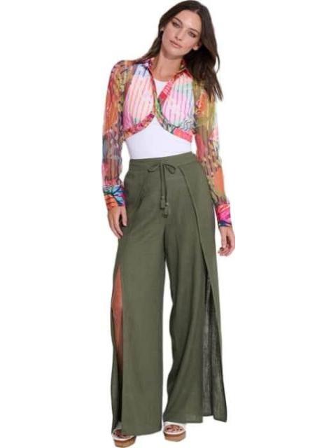 PANTALON DE LINO VERDE OLIVO HOLLY LAND