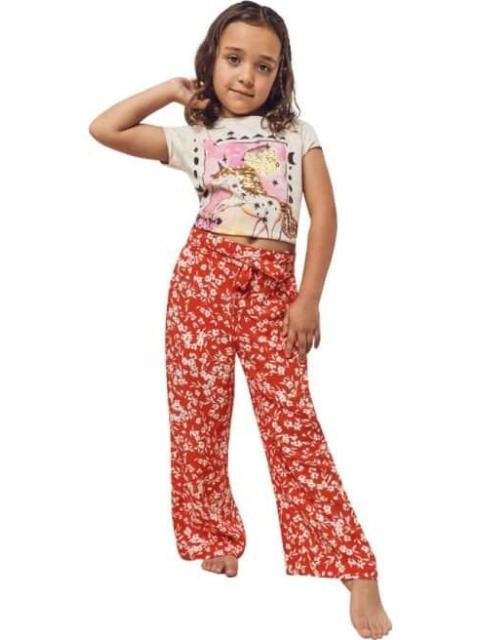 PANTALON ESTAMPADO PIERNA ANCHA ROJO HOLLY LAND KIDS