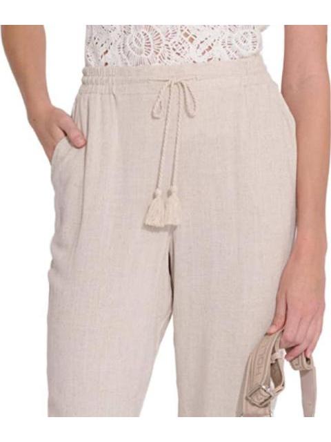 PANTALON RECTO DE LINO BEIGE HOLLY LAND