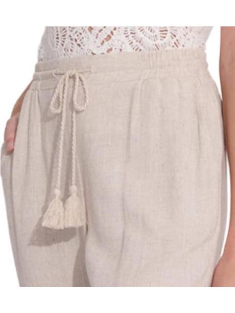 PANTALON RECTO DE LINO BEIGE HOLLY LAND