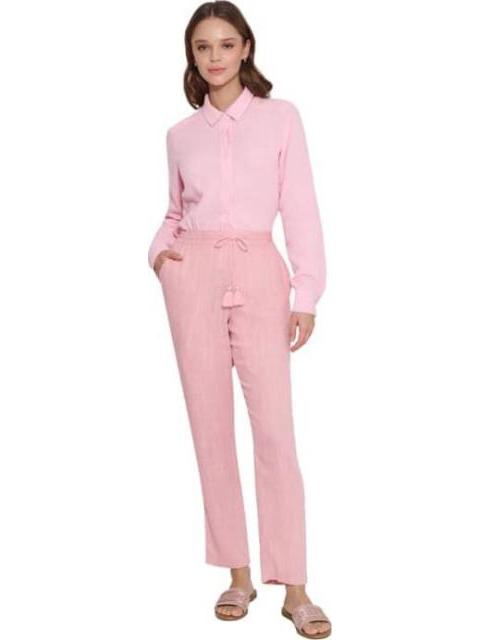 PANTALON RECTO DE LINO ROSA HOLLY LAND