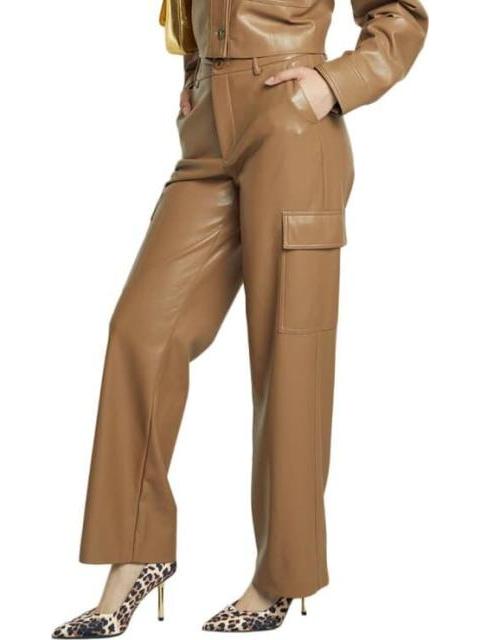 PANTALON RECTO PIEL VEGANA BEIGE/HUESO HOLLY LAND