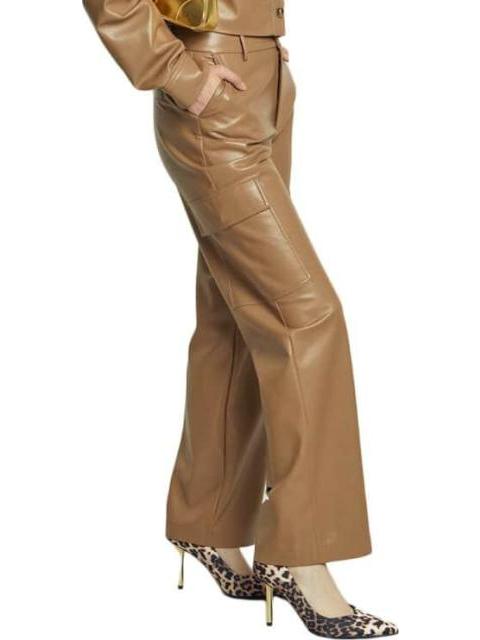 PANTALON RECTO PIEL VEGANA BEIGE/HUESO HOLLY LAND