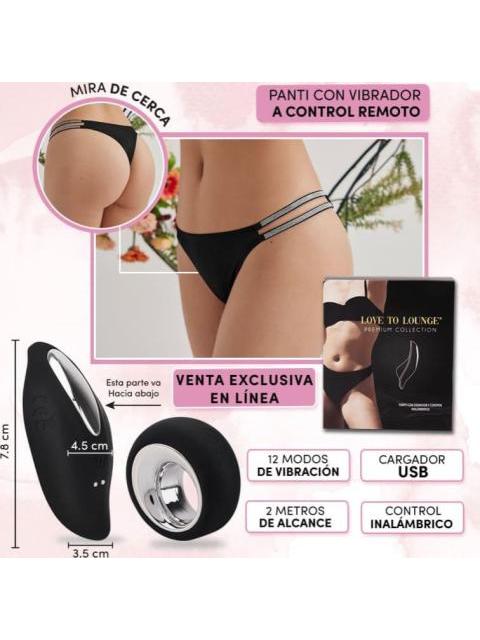 PANTI CON VIBRADOR A CONTROL REMOTO NEGRO LOVE TO LOUNGE